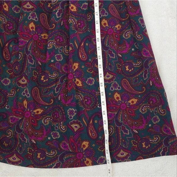 Vintage 90s Richard Malcolm Wool Pleated Paisley Purple Long Skirt size 8 - Picture 9 of 12